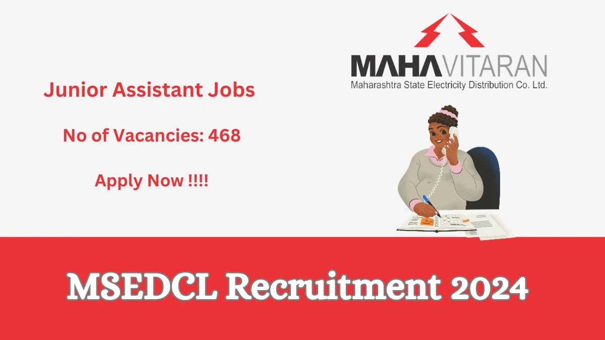 Mahadiscom MSEDCL Recruitment 2024 Apply Online 468 Junior Assistant Jobs 11.01.2024