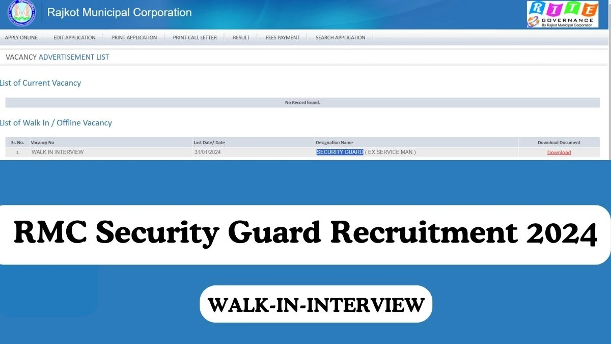 RMC Recruitment 2024: Security Guard Job Vacancy, and Age Limit