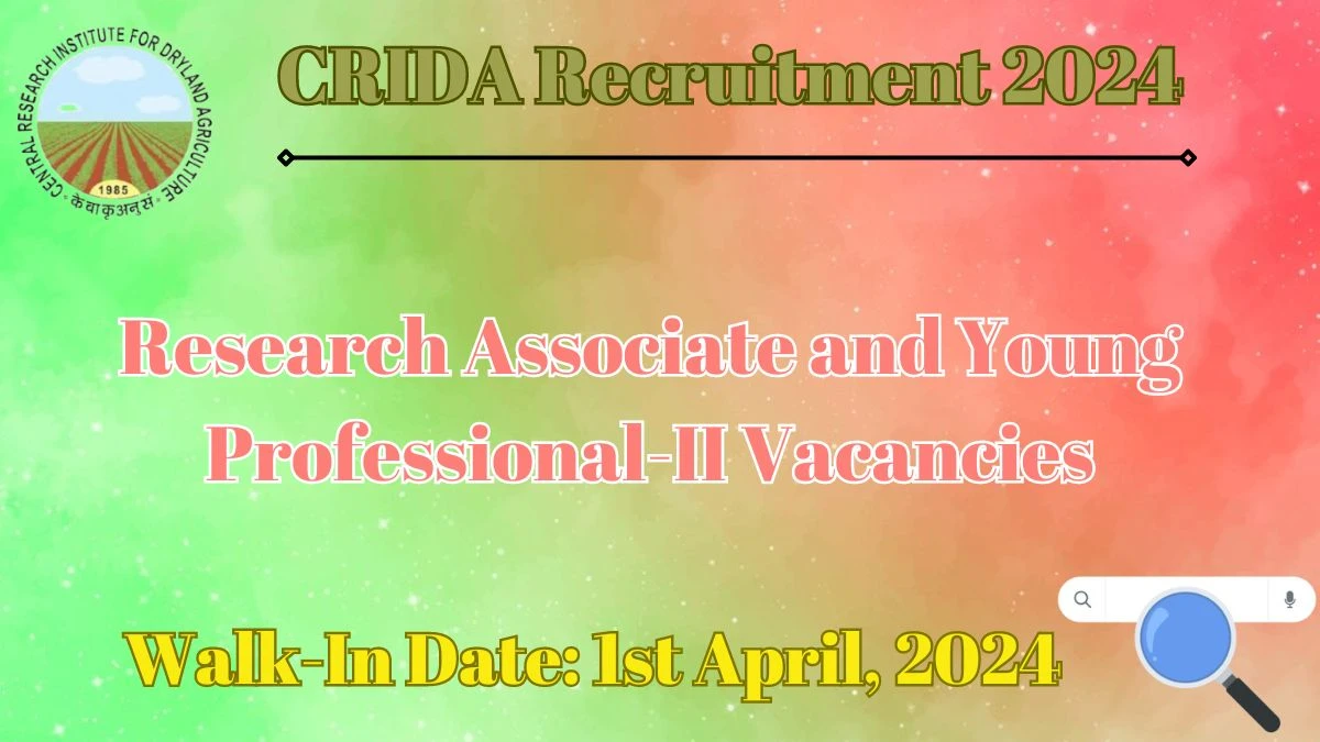 CRIDA Recruitment 2024 Walk-In Interviews for Research Associate and Young Professional-II on 1st April, 2024