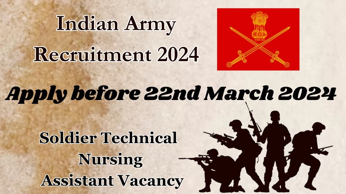 Indian Army Recruitment 2024, Apply for Soldier Technical Nursing Assistant Posts