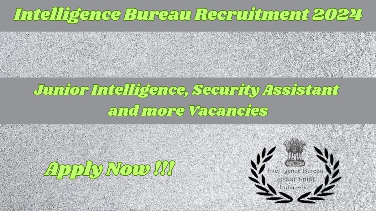 Intelligence Bureau Recruitment 2024 - Latest Junior Intelligence, Security Assistant and more job Vacancies on 29th March 2024