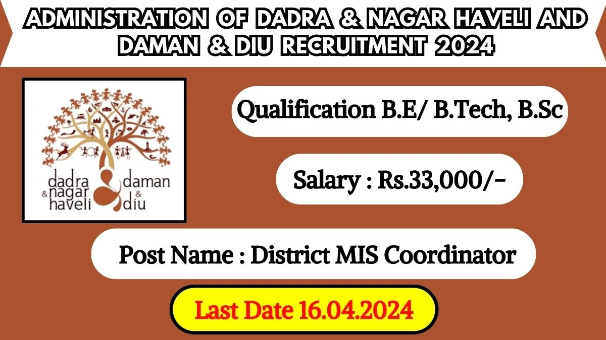 Administration of Dadra & Nagar Haveli and Daman & Diu Recruitment 2024 New Opportunity Out, Check Vacancy, Post, Age, Qualification and Application Procedure