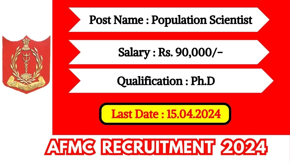 AFMC Recruitment 2024 Monthly Salary Up To 90,000, Check Posts, Vacancies, Qualification, Age, Selection Process and How To Apply