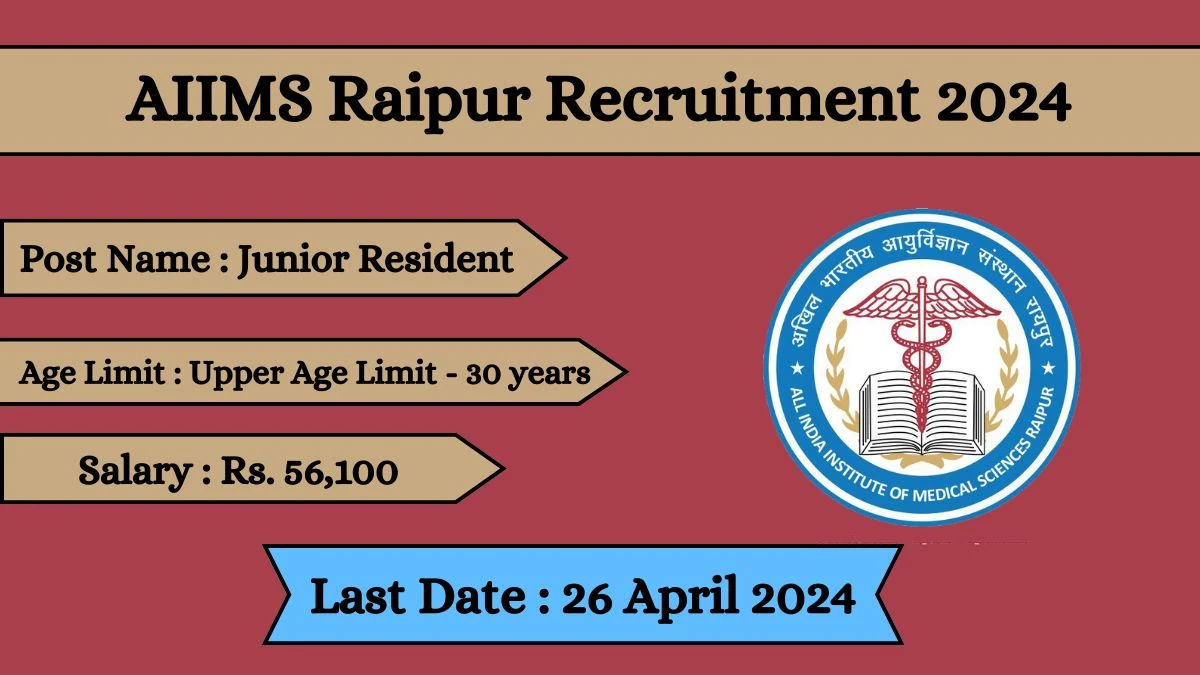 AIIMS Raipur Recruitment 2024 - Latest Junior Resident on 17 April 2024