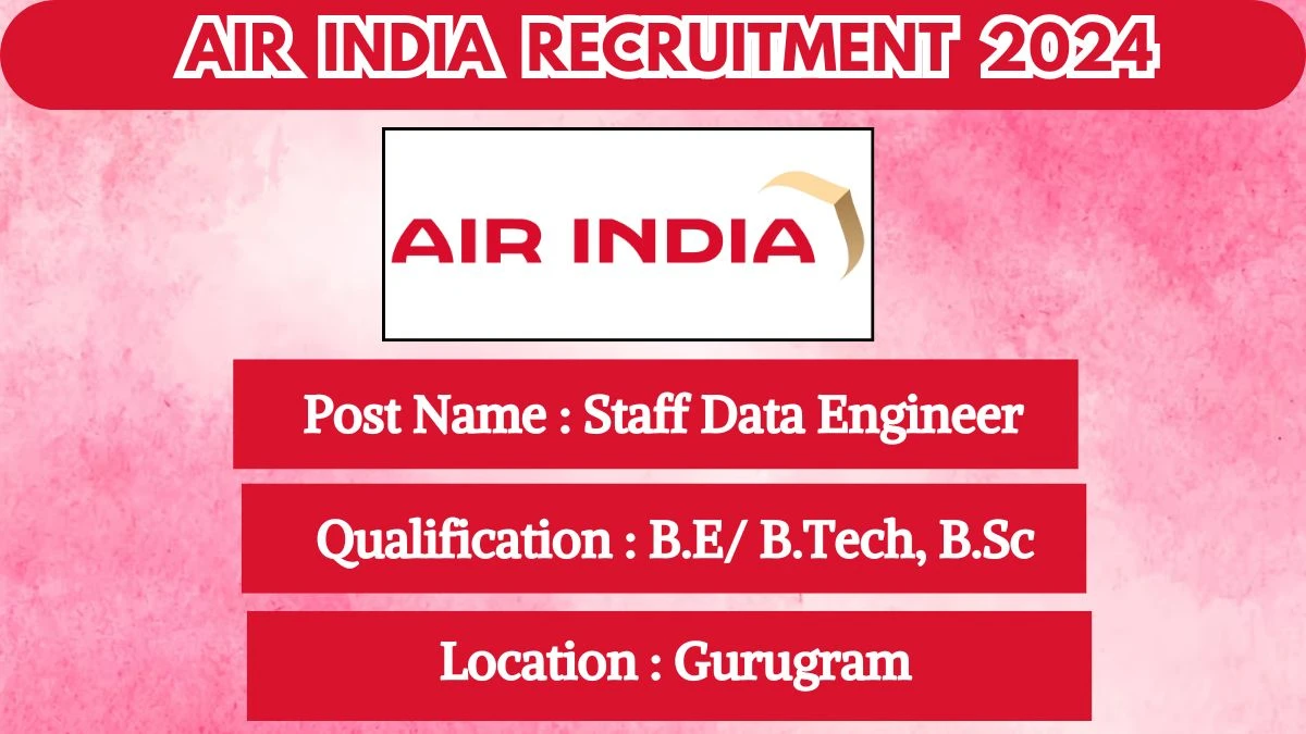 Air India Recruitment 2024 - Latest Staff Data Engineer on 18 April 2024
