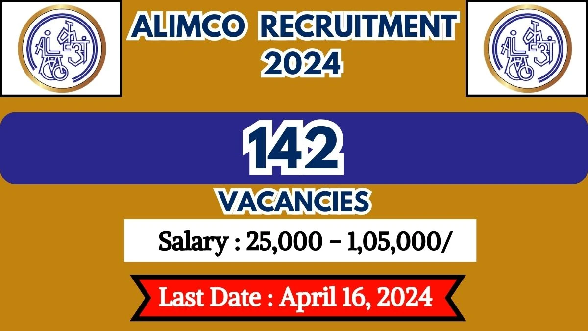 ALIMCO Recruitment 2024 Notification Out For 142 Vacancies, Check Post, Salary, Age, Qualification And Other Vital Details