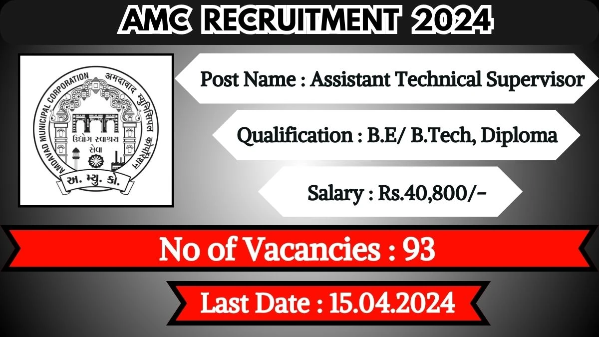 AMC Recruitment 2024 New Opportunity Out, Check Vacancy, Post, Age, Qualification and Application Procedure