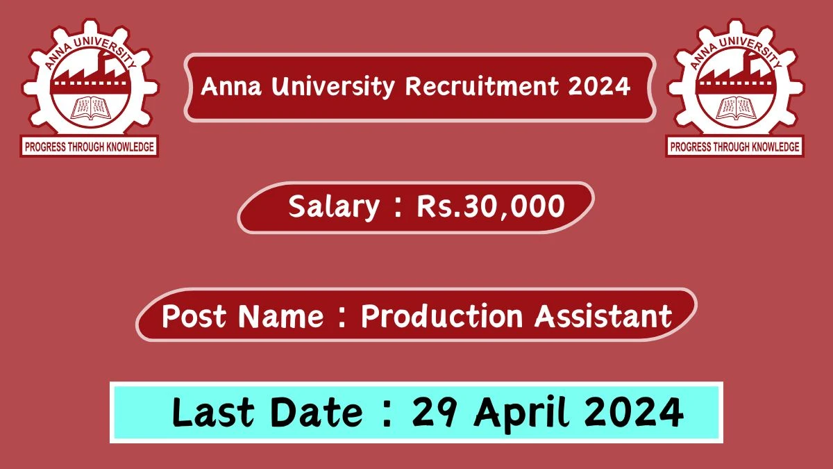 Anna University Recruitment 2024 Check Post, Vacancies, Salary, Age Limit And How To Apply