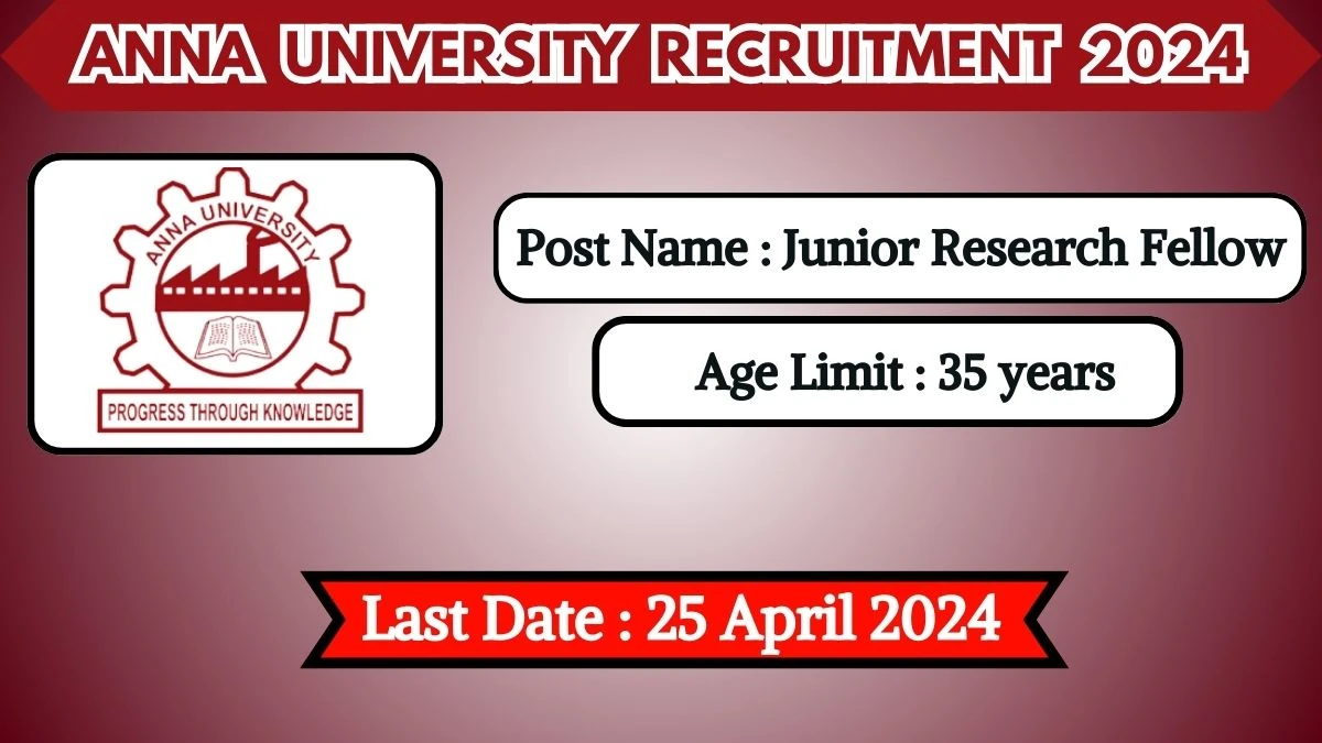 Anna University Recruitment 2024 Notification Out For Vacancies, Check Post, Tenure And Other Information