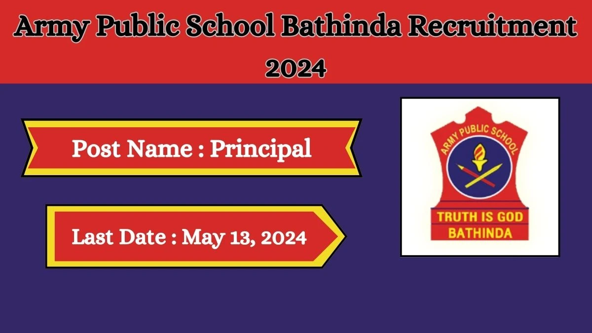 Army Public School Bathinda Recruitment 2024 Check Posts, Qualification, Age Limit, Selection Process And How To Apply