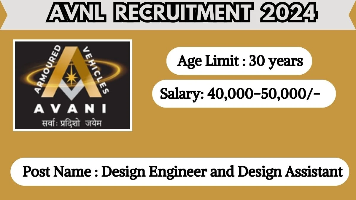 AVNL Recruitment 2024 Check Post, Application Fee, Age, Qualification And How To Apply