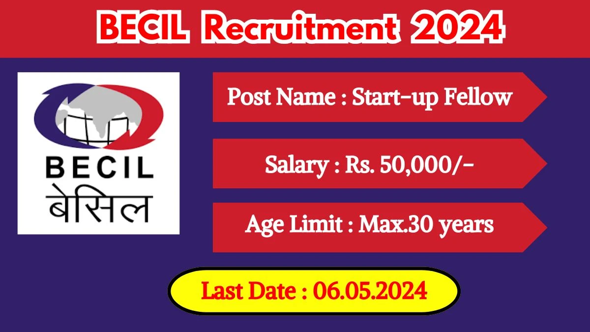BECIL Recruitment 2024 New Notification Out, Check Post, Vacancies, Eligibility And Other Details