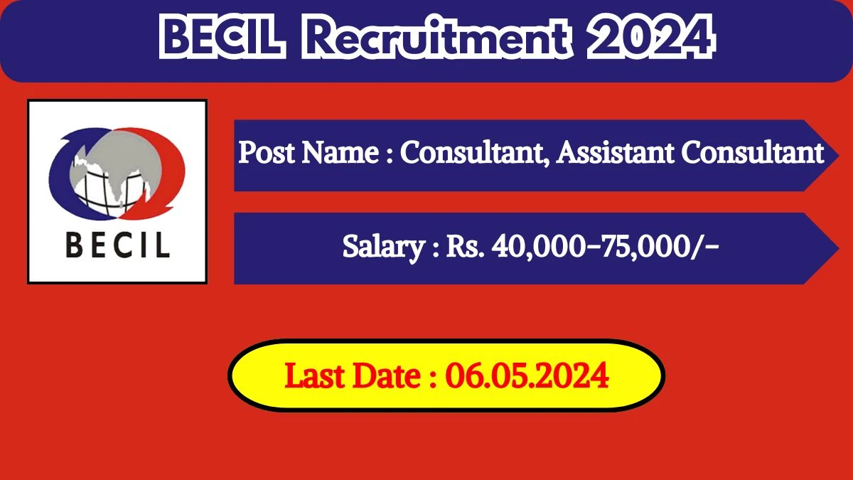 BECIL Recruitment 2024 New Opportunity Out, Check Post, Vacancy, Eligibility, Age, Salary And Procedure To Apply