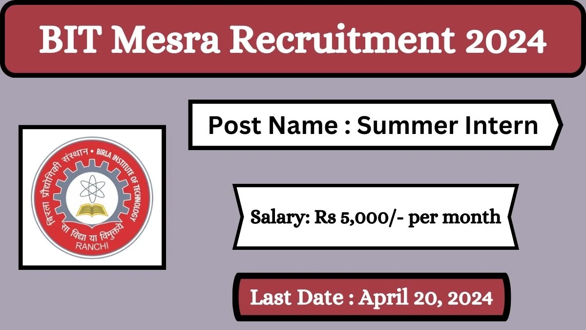 BIT Mesra Recruitment 2024 Check Posts, Salary, Qualification And How