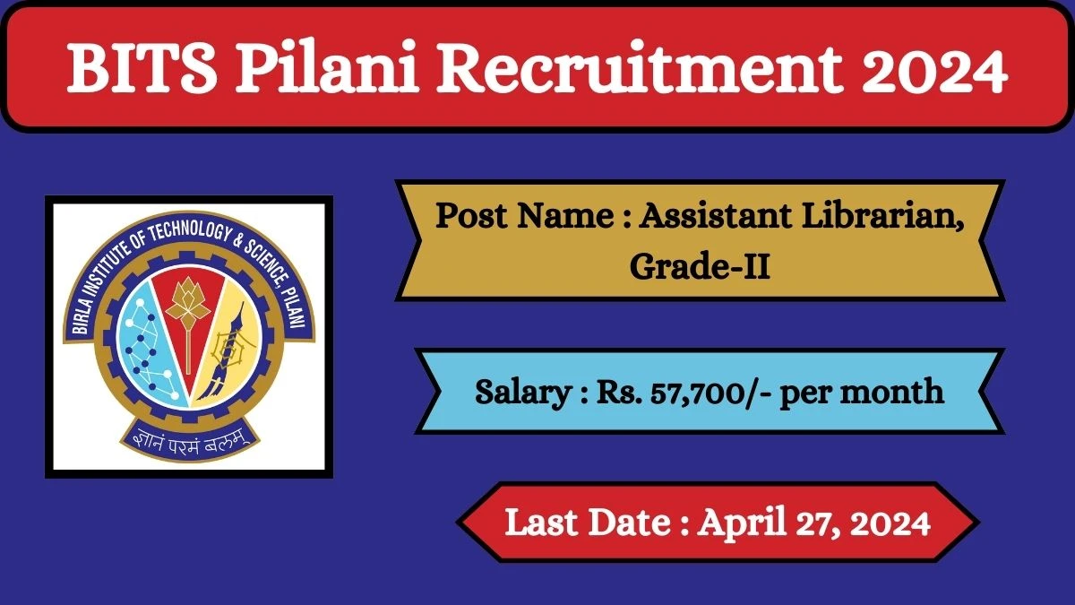 BITS Pilani Recruitment 2024 Check Posts, Pay Scale, Qualification, Age Limit, Selection Process And How To Apply