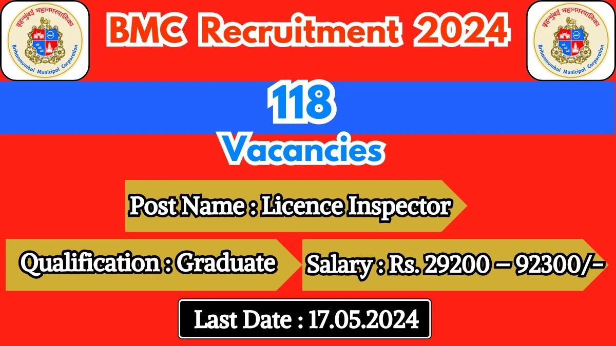 BMC Recruitment 2024 New Opportunity Out, Check Vacancy, Post, Qualification and Application Procedure