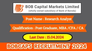 BOBCAPS Recruitment 2024 New Notification Out, Check Post, Salary, Qualification, Age Limit and How to Apply