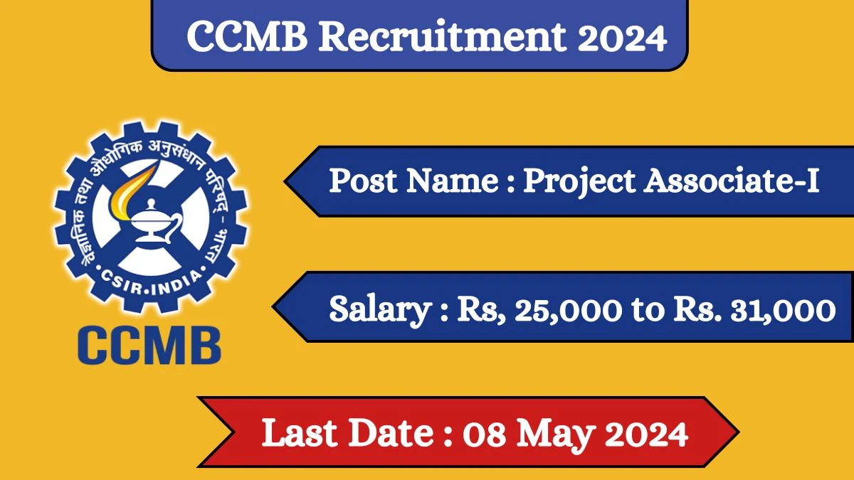 CCMB Recruitment 2024 Salary Up to 31,000 Per Month, Check Posts, Age, Qualification And How To Apply