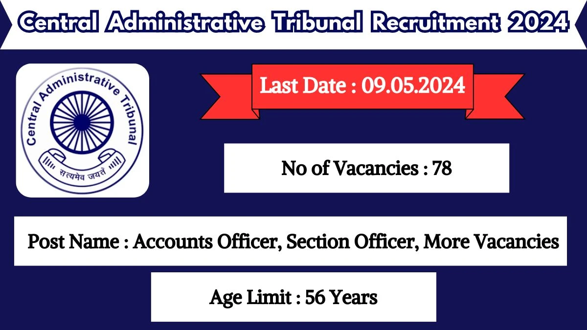 Central Administrative Tribunal Recruitment 2024 New Opportunity Out, Check Vacancy, Post, Qualification and Application Procedure