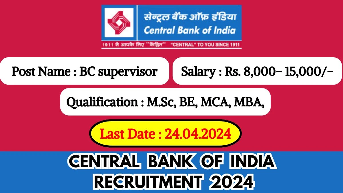Central Bank Of India Recruitment 2024 New Notification Out, Check Post, Vacancies, Salary, Qualification, Age Limit and How to Apply