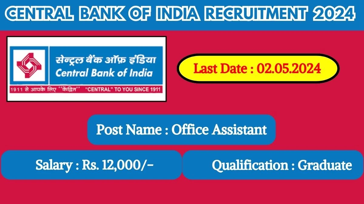 Central Bank of India Recruitment 2024 New Notification Out, Check Post, Vacancies, Salary, Qualification, Age Limit and How to Apply