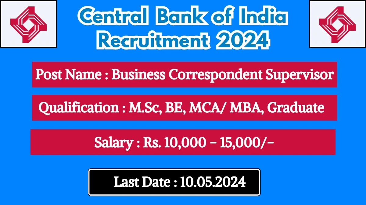Central Bank of India Recruitment 2024 New Notification Out, Check Post, Vacancies, Salary, Qualification, Age Limit and How to Apply