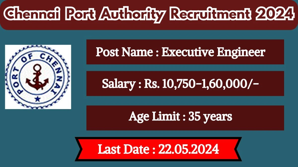 Chennai Port Authority Recruitment 2024 Check Post, Age Limit, Qualification, Salary And How To Apply