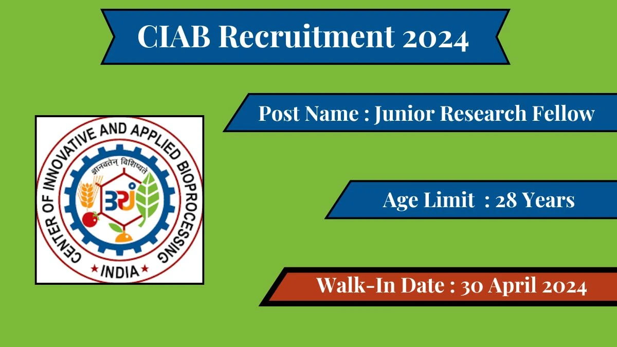 CIAB Recruitment 2024 Walk-In Interviews for Junior Research Fellow on 30 April 2024