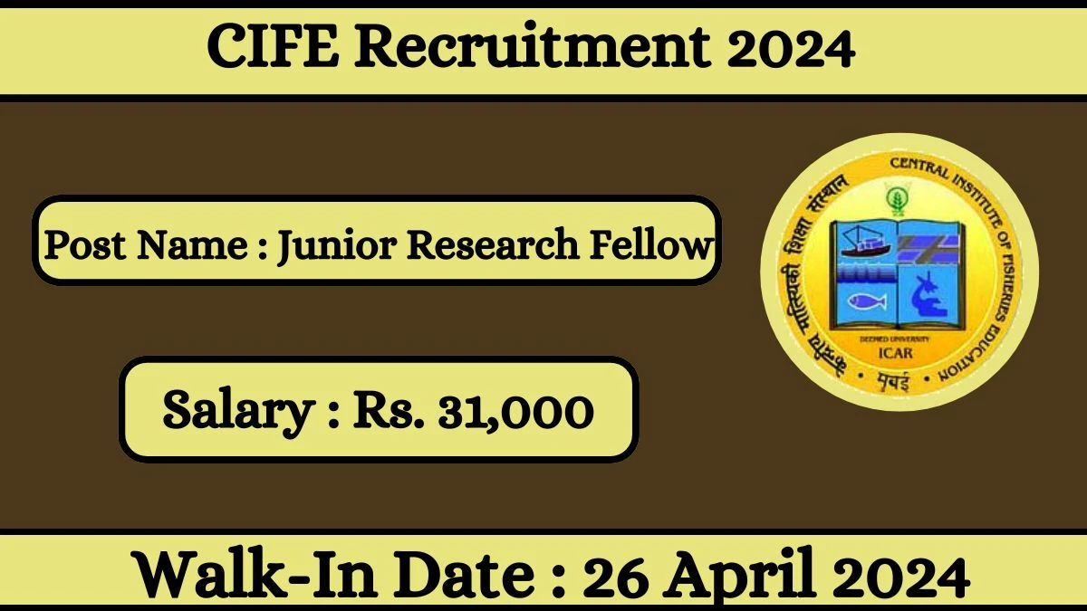CIFE Recruitment 2024 Walk-In Interviews for Junior Research Fellow on 26 April 2024