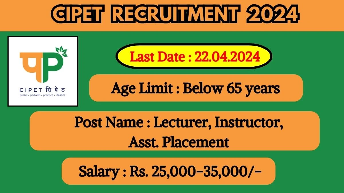 CIPET Recruitment 2024 Notification Out For Vacancies, Check Posts, Qualification, Salary And Applying Procedure