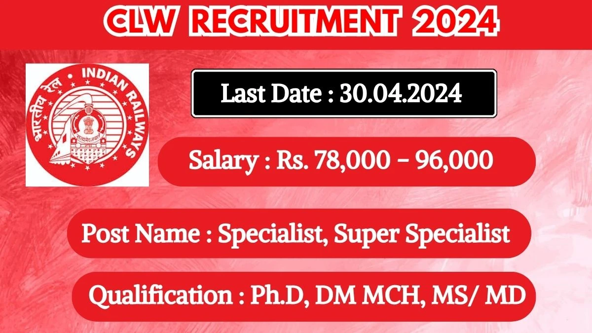 CLW Recruitment 2024 Monthly Salary Up To 96,000, Check Posts, Vacancies, Qualification, Age, Selection Process and How To Apply