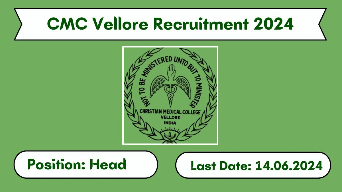CMC Vellore Recruitment 2024 New Opportunity Out, Check Vacancy, Post, Qualification and Application Procedure
