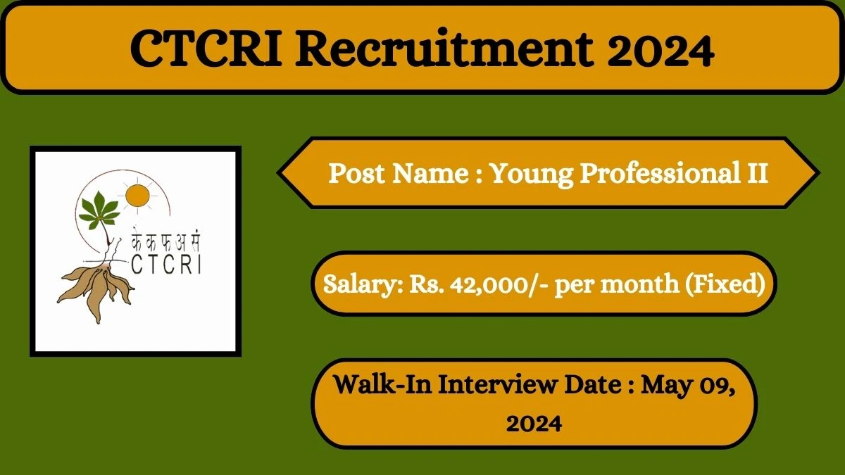 CTCRI Recruitment 2024 Walk-In Interviews for Young Professional II on May 09, 2024