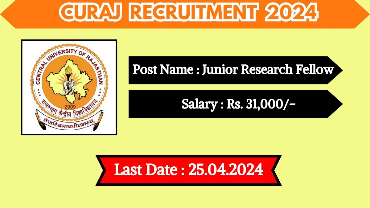 CURAJ Recruitment 2024 Notification Out, Check Post, Salary, Age, Qualification And How To Apply