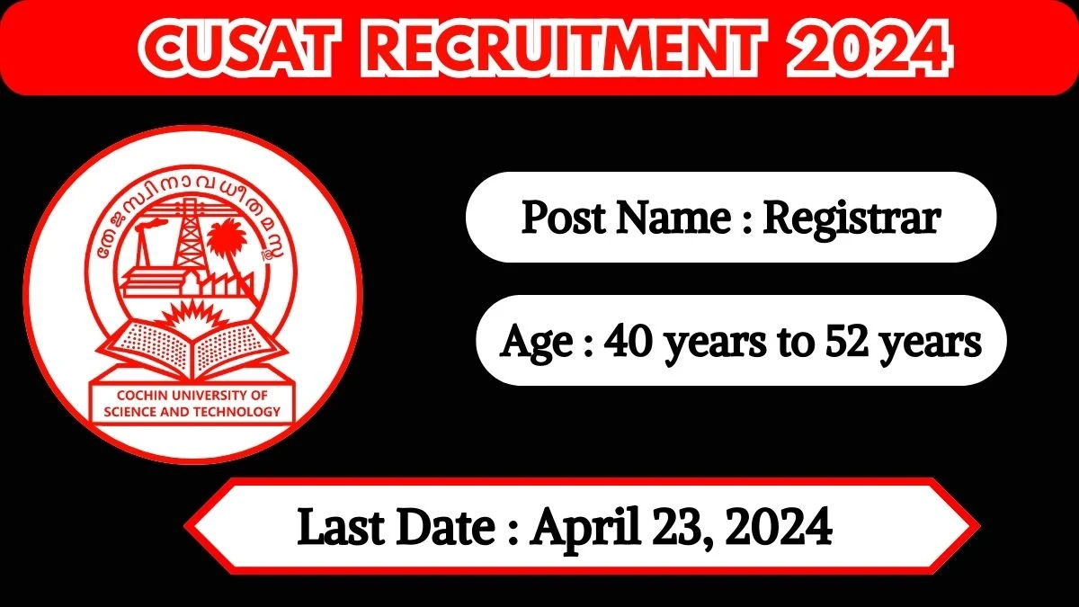 CUSAT Recruitment 2024 Apply for 01 Senior Project Associate Jobs @ cusat.ac.in