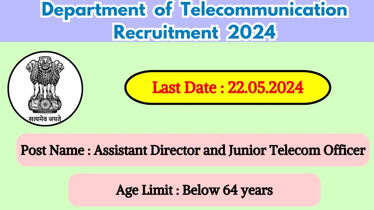 Department of Telecommunication Recruitment 2024 Check Post, Age Limit, Qualification, Salary And How To Apply