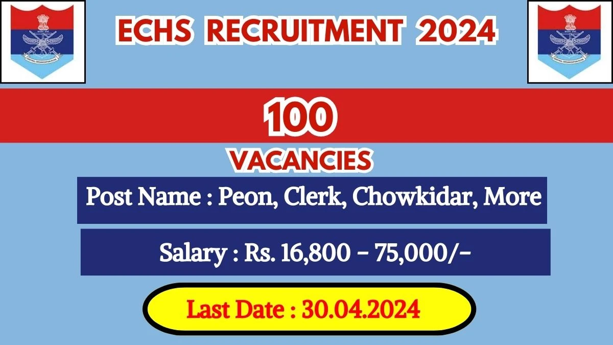 ECHS Recruitment 2024 - Latest Peon, Clerk, Chowkidar, More on 11 April 2024