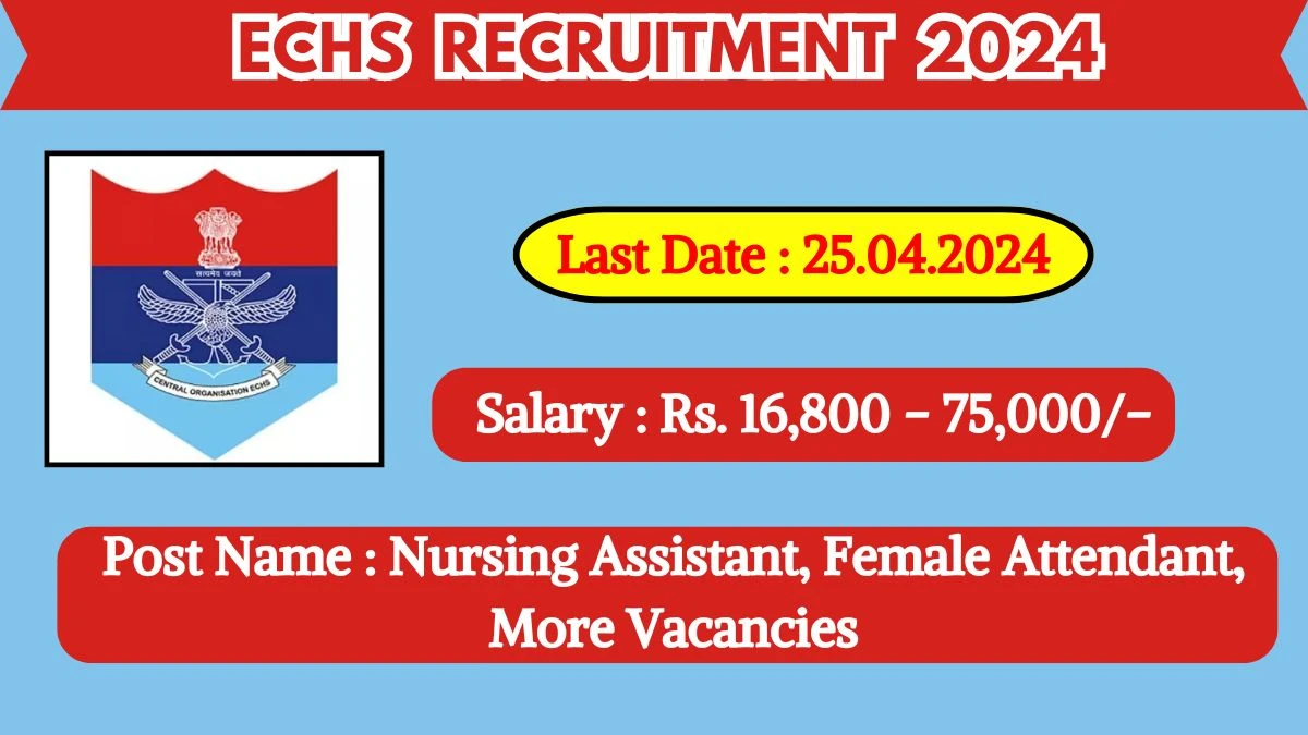 ECHS Recruitment 2024 Monthly Salary Up To 75,000, Check Posts, Vacancies, Qualification, Salary, Selection Process and How To Apply