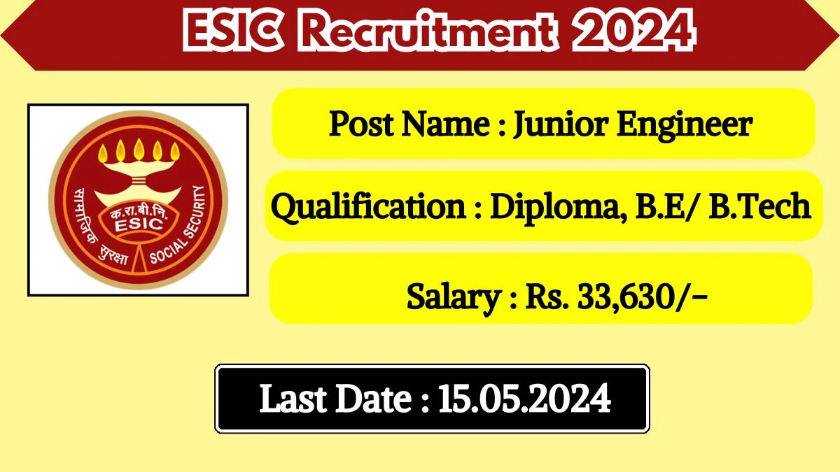 ESIC Recruitment 2024 New Opportunity Out, Check Vacancy, Post, Qualification and Application Procedure