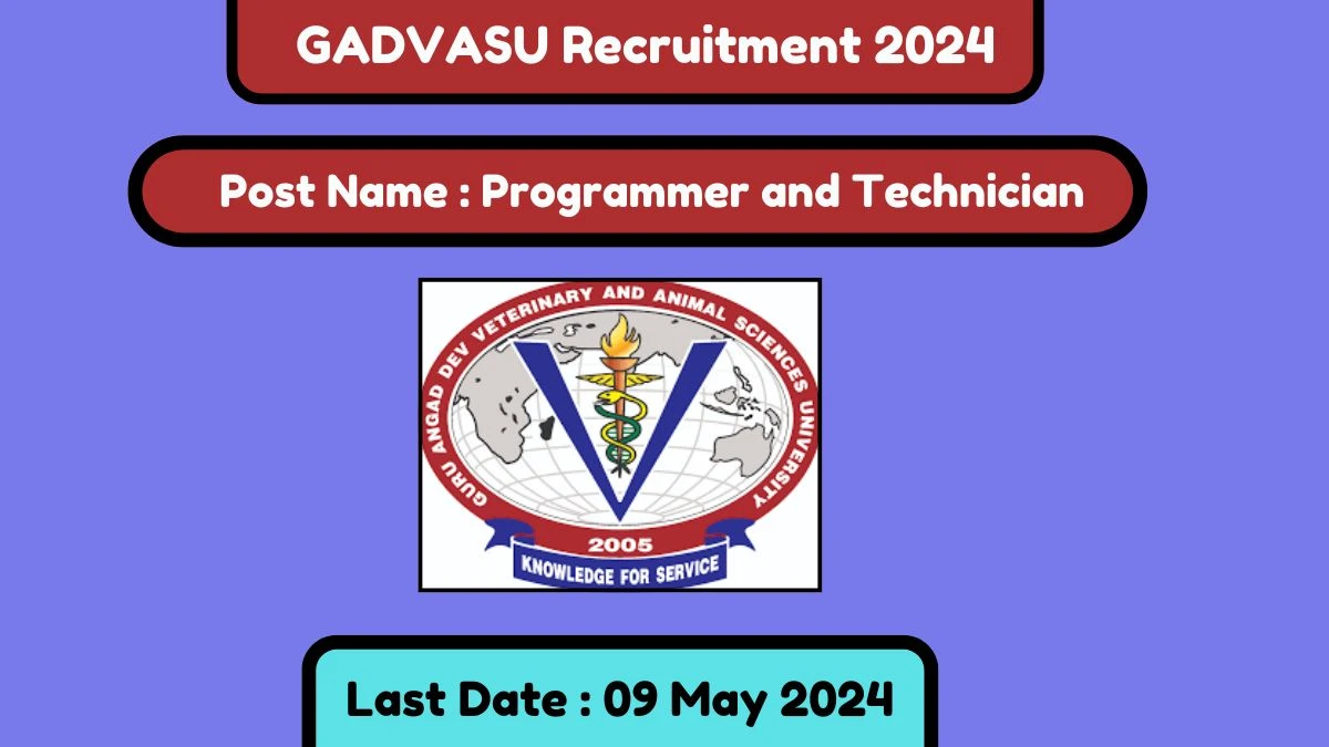 GADVASU Recruitment 2024 Apply for 03 Programmer and Technician Jobs @ gadvasu.in