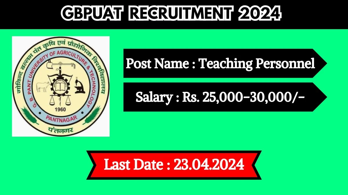 GBPUAT Recruitment 2024 Check Post, Age Limit, Qualification And How To Apply