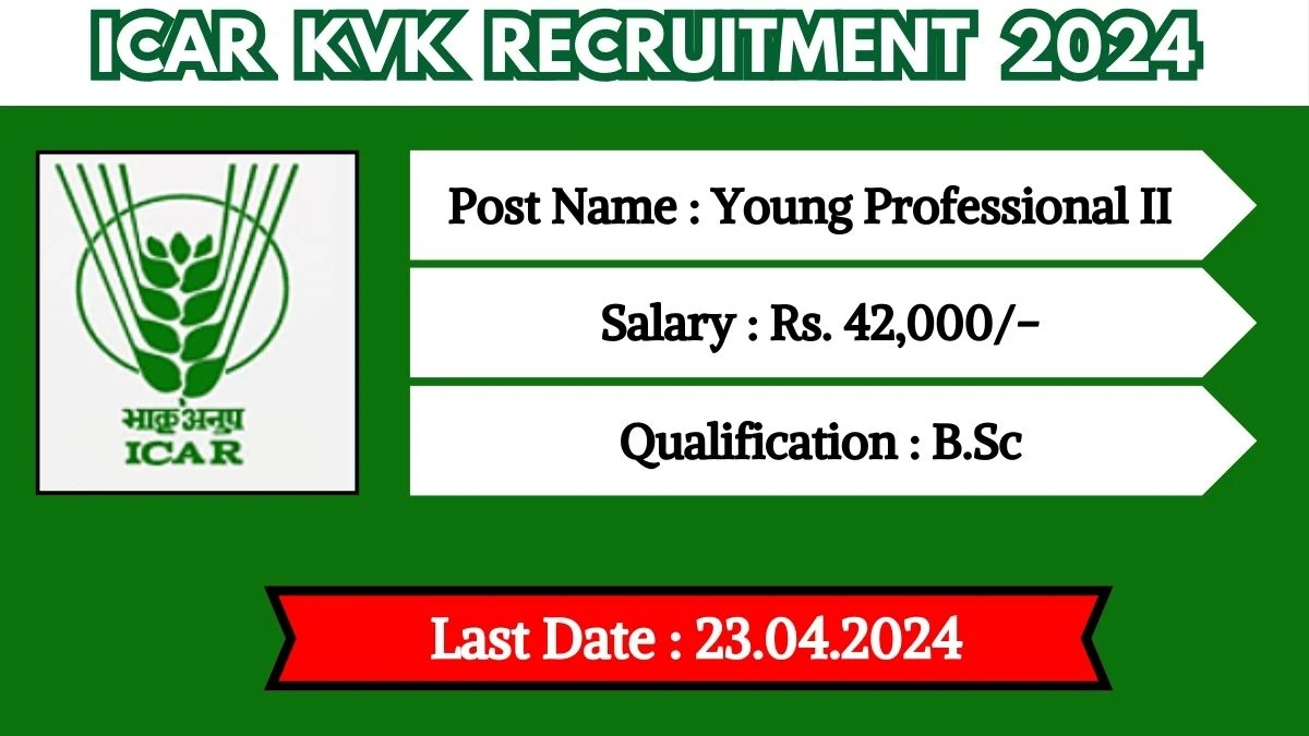 ICAR KVK Recruitment 2024 Monthly Salary Up To 42,000, Check Posts, Vacancies, Qualification, Age, Selection Process and How To Apply