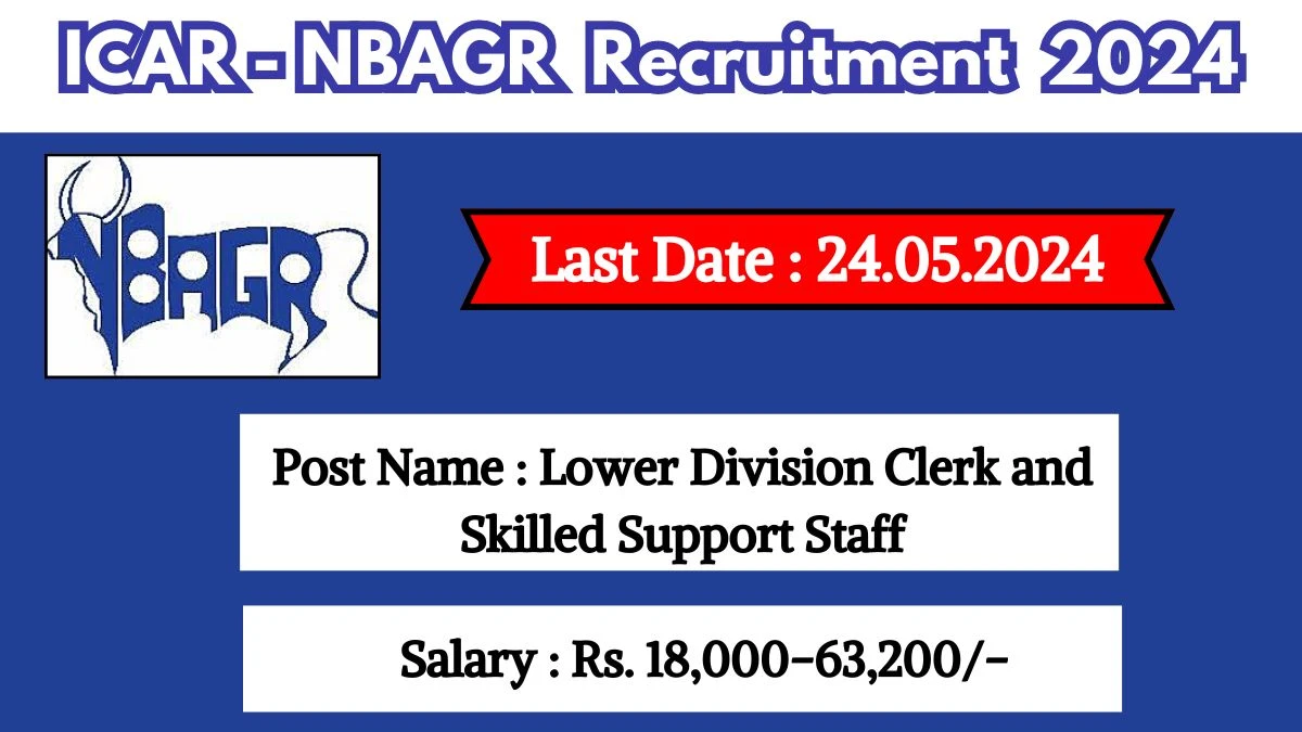 ICAR-NBAGR Recruitment 2024 Check Posts, Vacancies, Qualification, Experience Age And Process To Apply