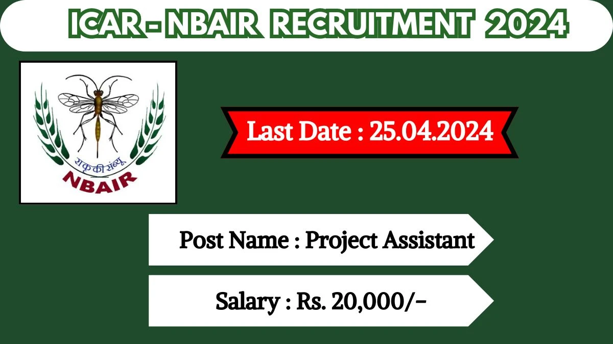 ICAR-NBAIR Recruitment 2024 Monthly Salary Up To 20000, Check Post, Qualification, Age, Selection Process And How To Apply