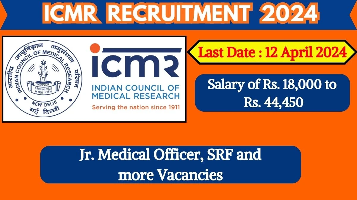 ICMR Recruitment 2024: Salary Up to 44,450 Per Month, Check Posts, Vacancies, Age, Qualification And How To Apply