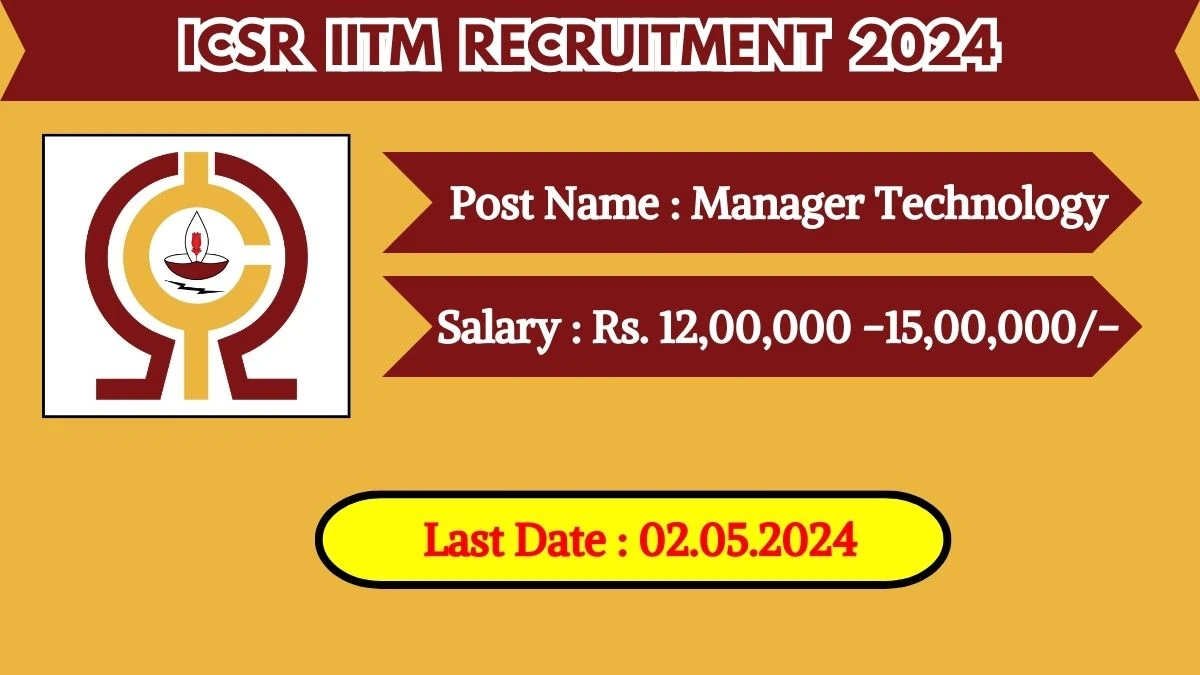 ICSR IITM Recruitment 2024 New Notification Out, Check Post, Salary, Age, Qualification And How To Apply