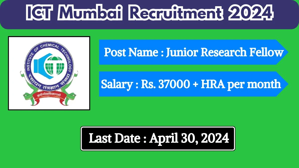 ICT Mumbai Recruitment 2024 Check Posts, Salary, Qualification, Selection Process And How To Apply