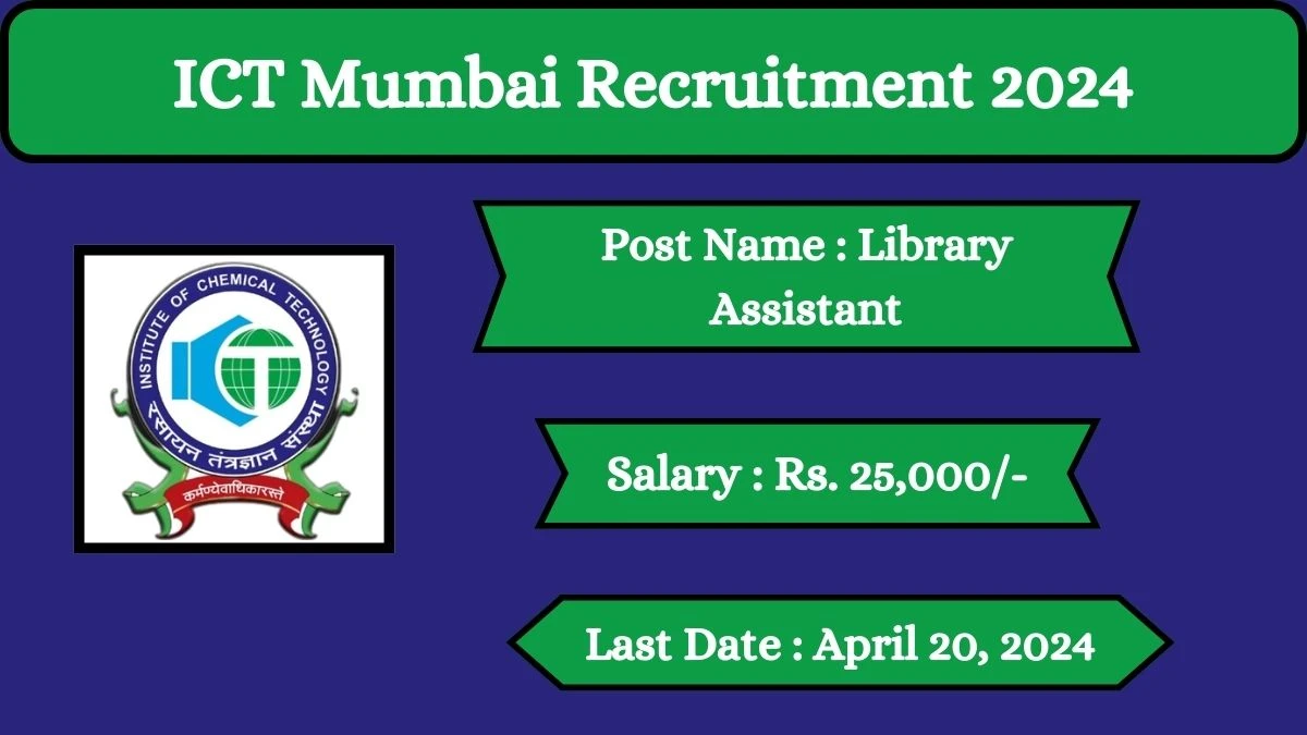 ICT Mumbai Recruitment 2024 Check Posts, Salary, Qualification And How To Apply