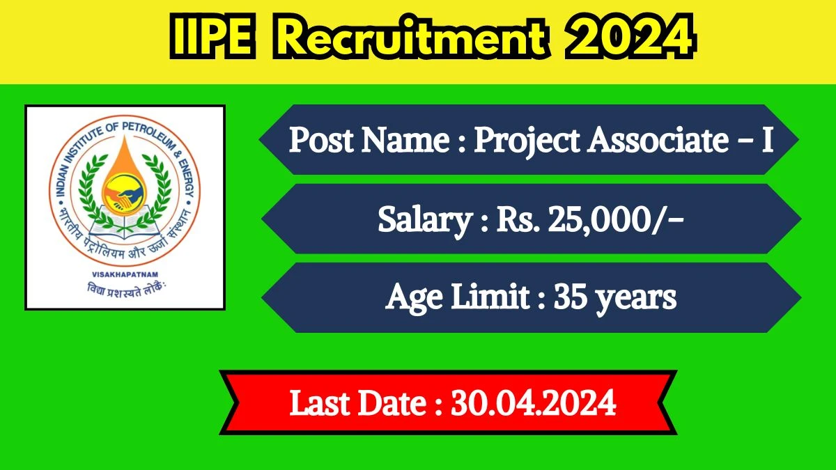 IIPE Recruitment 2024 Check Post, Age Limit, Qualifications, Salary And Selection Process