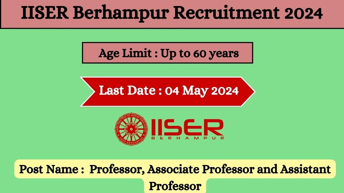 IISER Berhampur Recruitment 2024 Check Post, Vacancies, Salary, Age Limit And How To Apply